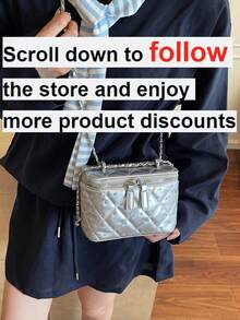 Women's New Box Bag, Minimalist Chic Shoulder & Crossbody Bag - Silver - View 2