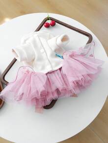 PETCIRCLE 1件宠物连衣裙，可爱蓬松薄纱裙粉色公主婚纱，适合狗狗和猫咪 - 粉色 - 查看 7
