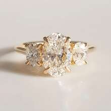 18K Gold Plated 4-Prong Oval Cubic Zirconia Wedding Ring For Women - Gold - View 10