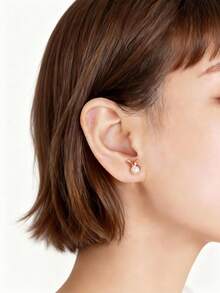 Khuyên tai đính ngọc trai giả hình tai thỏ dễ thương, lý tưởng làm quà tặng tốt nghiệp và lễ Phục sinh cho các cô gái tuổi teen. - Hoa hồng vàng - Xem 3