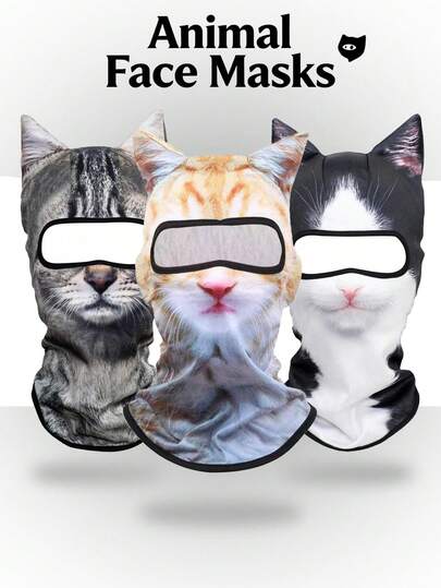 1pc/Set Unisex 3D Cartoon Funny Pattern Face Mask, Suitable For Daily Cycling, Outdoor Travel, Hiking, Climbing, Party, Skateboarding And Other Scenarios