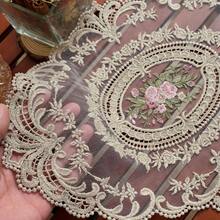 1入組法式玫瑰刺繡橢圓形杯墊 - 駝色 - 查看 4