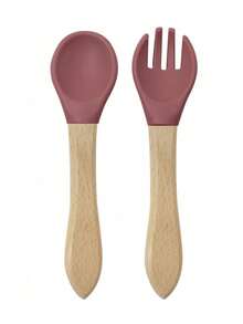 Personalized Wooden And Silicone Cutlery For Babies - Birth Gift Ideas - Professional Laser Engraving First Name Patterns - Multicolor - View 12