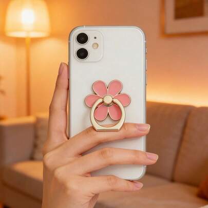 Giá đỡ điện thoại hình cánh hoa màu hồng dễ thương bằng hợp kim, có keo dán mặt sau, phù hợp với ốp lưng điện thoại, giá đỡ điện thoại đáng yêu dành cho bé gái, quà tặng mùa xuân.