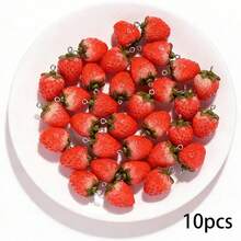 10/20个树脂仿真红色草莓造型吊坠，适用于DIY项链、耳环、钥匙扣、饰品吊坠装饰、珠宝制作配件 - 紅色 - 查看 9