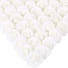 20pcs Artificial Rose Flower Heads, Lifelike Foam Fake Roses For DIY Wedding, Baby Shower, Party Table Decor, Spring Room Decoration, Valentine's Day Gift - White - View 1