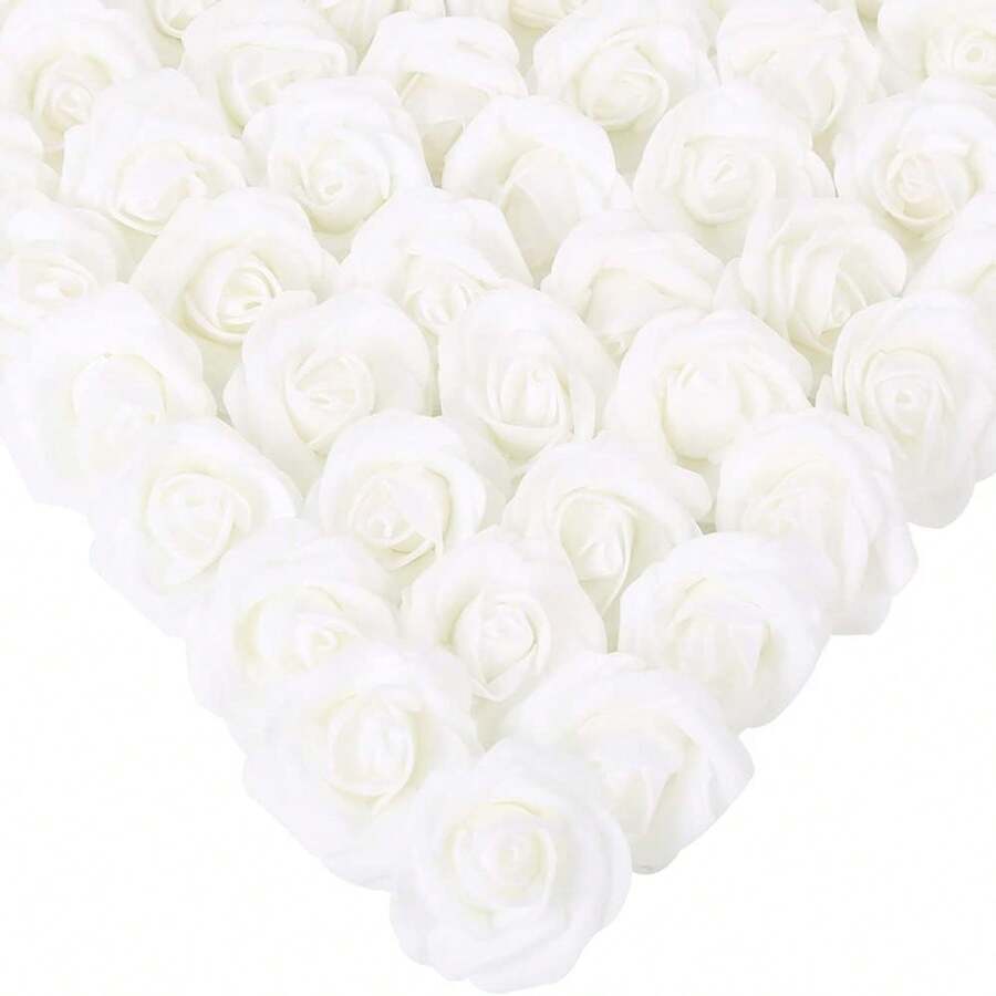 20pcs Artificial Rose Flower Heads, Lifelike Foam Fake Roses For DIY Wedding, Baby Shower, Party Table Decor, Spring Room Decoration, Valentine's Day Gift - White - View 1
