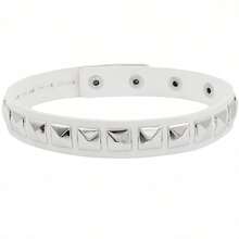 1PC Bridal Stud Choker Necklace In PU Leather, European And American Fashion Street Style Punk Gothic Harajuku Stud Collar Necklace, Suitable As A Gift For Friends And Sisters, Available In Multiple Colors: Black/White/Blue/Brown - Màu tím - Xem 3