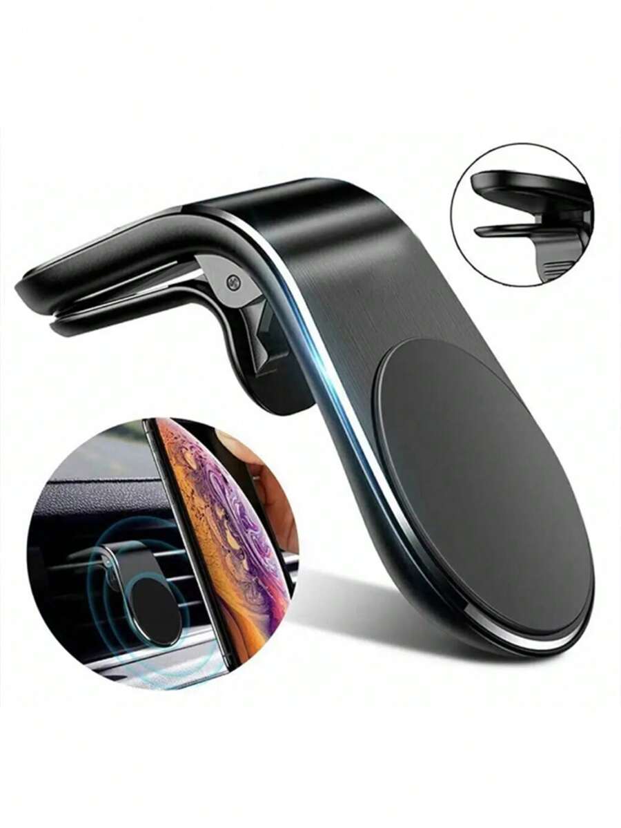 L-Shaped Magnetic Air Vent Car Phone Holder, Universal Magnetic Car Phone Mount, Strong Magnetic Adsorption - Multicolor - View 1