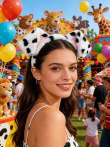 1pc Plush Animal Ear Headband, Halloween Christmas Holiday Theme Party Animal Costume Headpiece - Multicolor - View 1