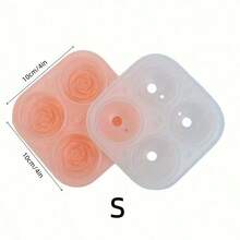 1个四格玫瑰花形冰格模具，可用于制作果冻、布丁、巧克力等烘焙食品，易脱模，用途广泛，可制作精美冰饮，适合家庭、餐厅和DIY使用。 - 粉色 - 查看 12