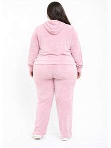 Pietra Plus Size Fleece Set, Autumn/Winter Collection, Women's Fashion, Super Versatile - 淺粉色 - 查看 2