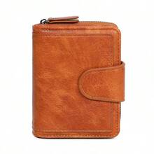 女士短款钱包，复古PU皮革拉链零钱包，高端手拿包 - 彩色 - 查看 14