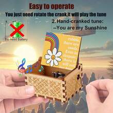 Hộp nhạc gỗ quay tay - Thiết kế hoa cúc cầu vồng "Ngay cả trong đống đổ nát, vẫn có hạt giống", phát bài hát "You Are My Sunshine", không cần pin, món quà hoàn hảo để động viên và lan tỏa sự tích cực. - Hộp nhạc Daisy - Xem 6