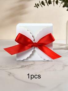 10个/1个 白色优雅波浪边红色蝴蝶结礼盒，加厚白色纸板折叠礼盒，适用于婚礼订婚派对、生日派对、半岁生日派对、母亲节、家居装饰，可装巧克力、珠宝、小礼物 - 波浪邊禮物盒 - 查看 12