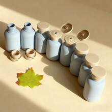 3个磨砂乳液瓶，100毫升/3.4盎司 | 防滑可重复灌装塑料化妆品容器套装，适用于浴室洗手液、沐浴露和护肤品，豪华礼品套装 - 彩色 - 查看 5