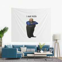 Bertram Eats Kids Tapestry, Wall Tapestry, Hostel Dorm Decor, Funny Wall Hanging, Meme Tapestry Gift, Funny Bertram Eats Kids Flag Tapestry - 多色 - 查看 5