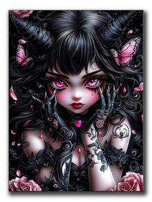奇幻骷髅女孩钻石画DIY钻石画十字绣套件卡通全圆钻马赛克刺绣画家居装饰 - 圓鑽 - 查看 2