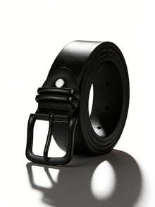 1条男士鳄鱼纹压花真皮腰带，哑光黑色合金扣，商务休闲及牛仔裤皆宜 - 彩色 - 查看 11