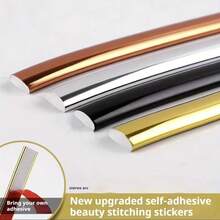 1pc 3 Meters/118.11in PVC Self-Adhesive Decorative Strip, Ceramic Tile Grout Trim Frame Decor, Backsplash Edge Trim, Corner Self-Stick Lining - C - View 2