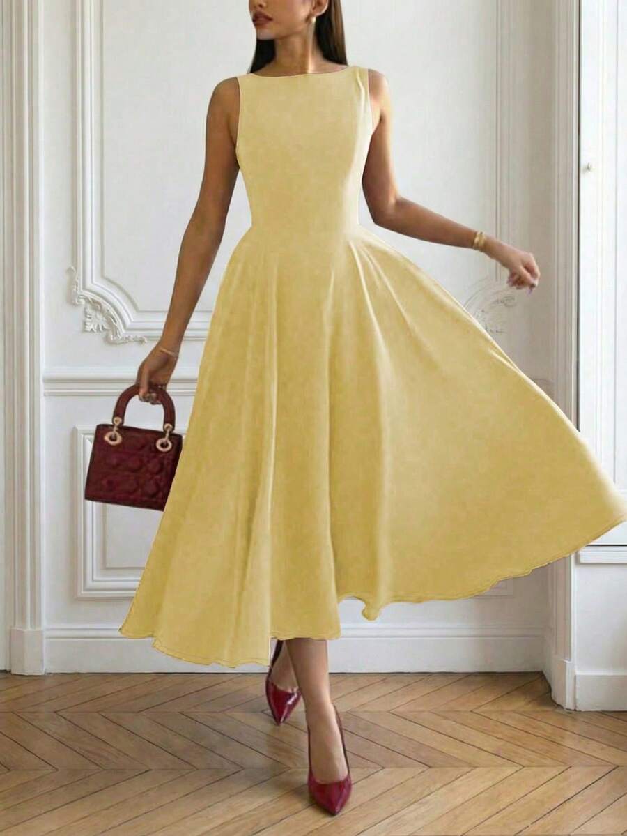 优雅法式浪漫露背镂空收腰性感迷人长裙，适合圣诞节、假日派对、夏季约会等场合。