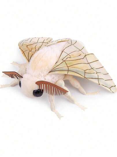 BLUESLEMON 25cm/9.84 pulgadas Juguete de peluche de polilla de seda de insecto, gran polilla de ojos negros, animales de peluche, decoración creativa, regalos para niños, fiesta de cumpleaños, decoración del hogar, habitación de niñas, coleccionista de juegos