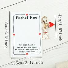 Móc khóa hình thỏ dễ thương (1/2 chiếc), kèm thiệp chúc mừng, thích hợp cho tiệc chủ đề động vật, Ngày của Cha, Ngày của Mẹ, sinh nhật, Ngày Nhà giáo, quà tặng khai giảng/tốt nghiệp, bùa may mắn. - Nhiều màu - Xem 3