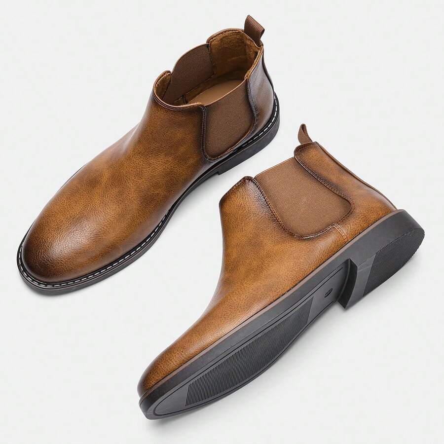 Men's Chelsea Boots, British Gentleman Style, Business Casual Boots - Ginger - View 1