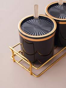 Bộ 1 hũ đựng gia vị, muối, bột ngọt, thích hợp cho tiệc cưới, sinh nhật, tốt nghiệp, lễ hội. - màu đen - Xem 5