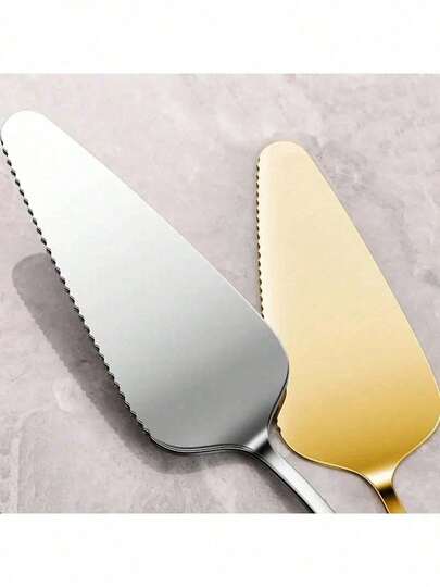 1pc/2pcs Stainless Steel Cake Server Set - Serrated Edge For Easy Slicing - Ergonomic Handle - Suitable For Baking, Cheese, Pizza, Birthday - Food Contact