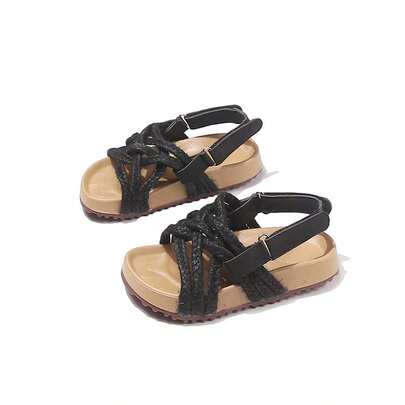 1双编织款儿童凉鞋，简约时尚魔术贴婴儿鞋，透气软底儿童夏季鞋