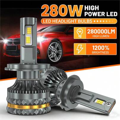 HYNBYZJ 1 par de bombillas LED H4 H7 para faros de coche, bombillas LED H1 H3 H11 9005 HB3 9006 HB4 9012 H3 9007 HB5 H13 de 280,000 lúmenes, lámpara turbo de 12V