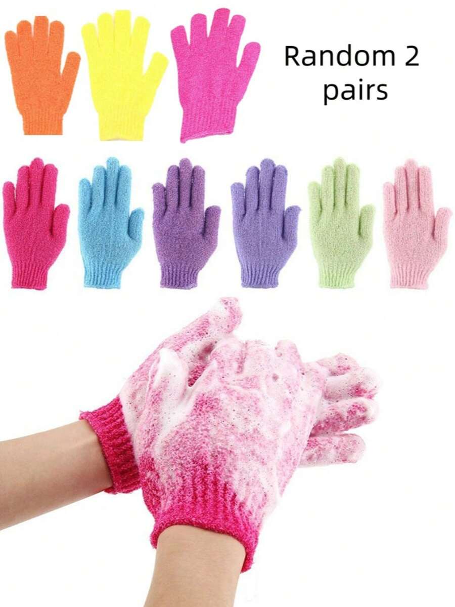 2双随机去角质沐浴手套、擦洗毛巾、浮石足部磨砂器、双面按摩沐浴手套 - A - 查看 1