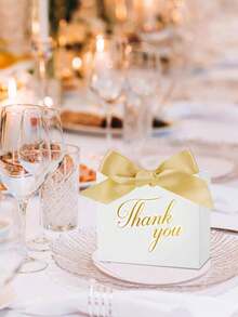 10 piezas/20 piezas Bolsa de regalo con lazo y cinta de agradecimiento, Pequeña caja de regalo de agradecimiento, Bolsa de regalo de fiesta blanca y rosa, Adecuada para ducha nupcial, cumpleaños, embalaje de regalo de boda, fiesta y festival - Multicolor - Ver 4