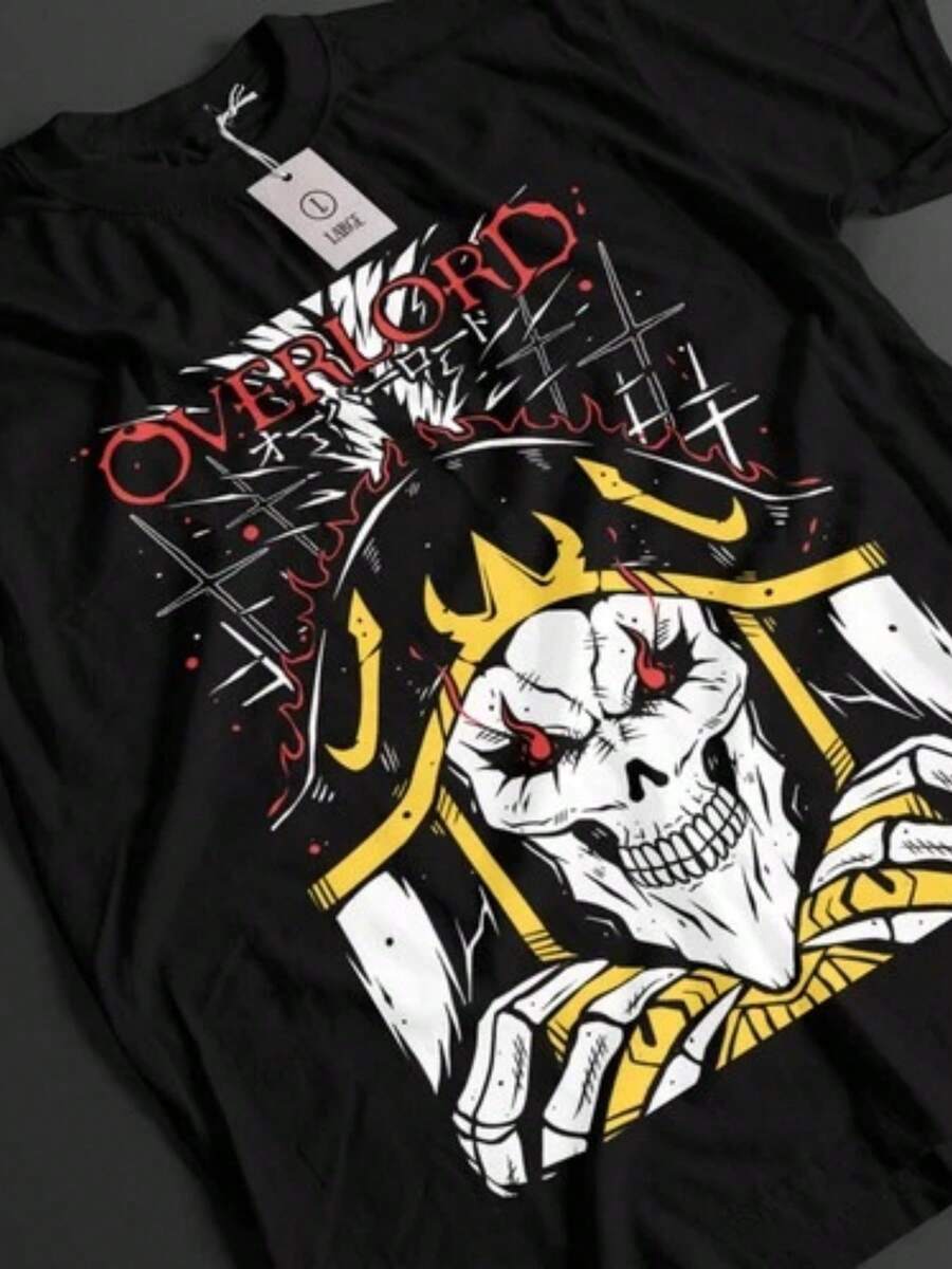 Overlord Shirt Ainz Tshirt Albedo-Shirt Shalltear Top Demiurge Sebas Anime Tee - 黑色 - 查看 1
