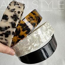 Elegant Retro Classic Tortoiseshell-Colored Wide Headband, Thickened Acetate, Fashionable, Versatile, Simple And Stylish - 咖玳瑁 14.5cm(3.5cm寬) - 查看 1
