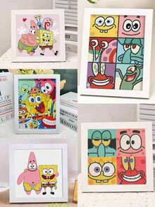SpongeBob SquarePants 1幅5D全钻水晶钻石画，带框，DIY手工套装，适合作为情人节礼物、生日礼物、派对礼物、钻石艺术品、高品质钻石艺术品套装，是开学季和派对的理想礼物。 - 彩色 - 查看 3