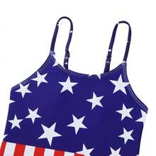 Girls Bathing Suit Size 2-10 Years - Cute Toddler Swimsuit Girl Adjustable One Piece Swimwear For Summer Beach Wear - 美國國旗 - 查看 3
