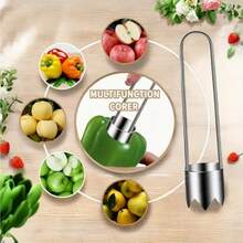 1pc/2pcs Stainless Steel Fruit & Vegetable Tools, Red Bell Pepper Seed Remover, Versatile Kitchen Gadgets Suitable Compatible With Apple, Pear, Tomato, Chili - Multicolor - View 7