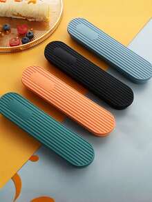 1pc Portable Cutlery Box, Knife Fork Spoon Chopstick Box Pencil Box Colorful Covered Storage Box, Travel Cutlery Set, Large Cutlery Storage Box, With Buckle Lunch Box (Cutlery Not Included), Suitable For Halloween, Christmas, Year-End Shopping List - Multicolor - View 3