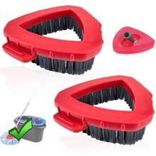 Hard Bristle Spin Scrub Brush Mop Head Replacement For 2 Tank Cleaning System Tile Shower Grout Bathroom Floor Cleaner Brush With Base - 1 - 查看 2