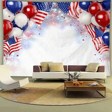 美国国庆日气球挂毯，房间装饰美学，卧室墙饰，客厅家居装饰，卧室墙面艺术海报，波西米亚风挂毯，美学房间装饰，卧室挂毯，客厅墙面装饰，家居装饰，艺术墙面装饰 - 紅藍 - 查看 2