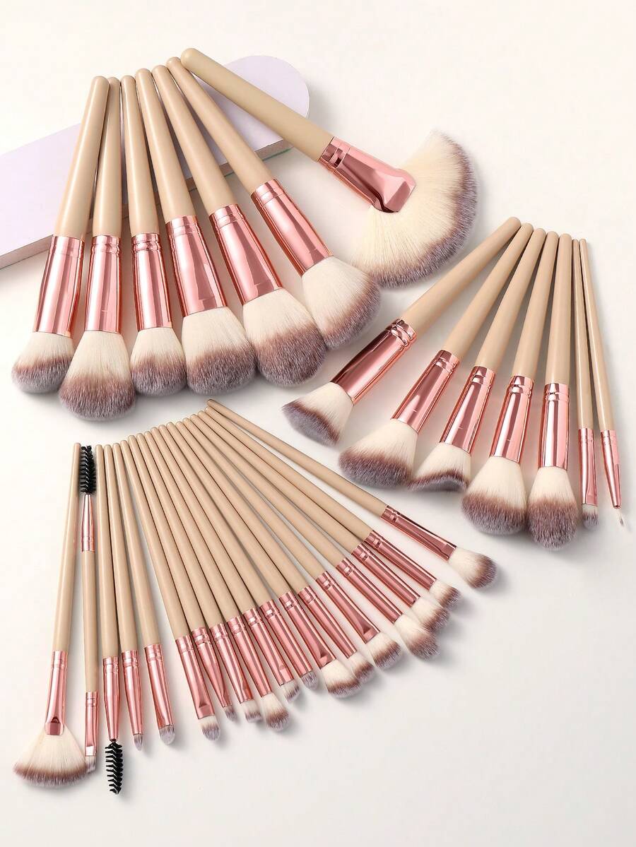 32件套便携式日常化妆刷套装 - 彩色 - 查看 1