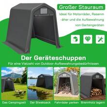Abri de jardin gris 245 x 183 x 217 cm – Utilisation polyvalente : abri de jardin, abri à vélos ou carport. Matériau PE imperméable avec volets enroulables. Résistant aux UV et au vent. Montage facile. - Gris - Voir 7