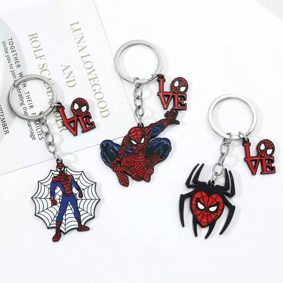 Marvel Super Hero Keychain Creative Pendant - Avengers Spider-Man Anime Cartoon Charm, Accessory, Suitable As Holiday Gift For Friends And Classmates, Exquisite Craftsmanship, Compact And Portable, Movie Merchandise Replica, Unique Decorative Item, Birthday, Anniversary Collectible, Creative Small Gift - Multicolor - View 1