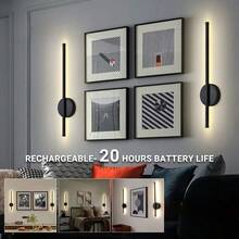 Đèn LED dây 2 trong 1 có thể điều chỉnh độ sáng, điều khiển từ xa và cảm ứng, đèn ngủ LED không dây, nhiệt độ màu 3000K-6000K, đèn tường chạy bằng pin với cổng Type-C, thích hợp cho phòng ngủ, hành lang. - Nhiều màu - Xem 10