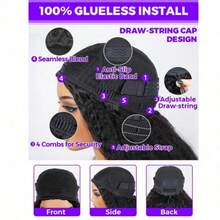 ZHENDEFA Water Wave Half Wig Human Hair 3 In 1 Seamless Flip Over Half Wigs Human Hair Glueless Wear And Go Beginner Friendly Curly Half Wig Human Hair Drawstring Headband Wig For Women - SNatural - View 12