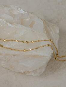 1 chiếc vòng chân bằng thép không gỉ mạ vàng, dây xoắn hai lớp, vòng chân đính hạt tinh tế, món quà lý tưởng. - Vàng - Xem 4