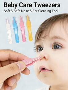 4pcs/Set Newborn Cleaner Tweezers, Ear Cleaning Clip Set, Baby Aspirator, For Removing Mucus, Cleaning Cavity And Earwax. Baby Care Tools. Suitable For Newborns And Infants. - Beige - View 3