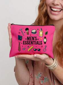 "Men's Essentials" Lined Storage Bag, Vintage Hand-Drawn Men's Items Double-Sided Print Makeup Bag, Travel Toiletry Bag With Lining, Multi-Functional Organizer, Diy Categorized Storage, Business Gift, Ideal For Toiletries, Cosmetics, Razors,Suitable For Everyday Use, A Vacation Essential, And A Birthday Gift For Dad, Grandpa, Or Any Man. A Casual Makeup Bag With A Playful Design And Durable Zip Closure - View 13